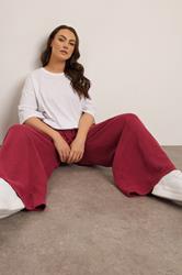 YOURS Plus Size Red Wide Leg Joggers | Yours Clothing 1