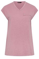 YOURS Curve Pink Stud Pocket T-Shirt
