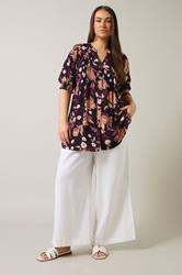 EVANS Plus Size Purple Floral Print Pintuck Blouse | Evans 2
