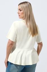 LIMITED COLLECTION Plus Size Ivory White Sporty New York Peplum Top 2