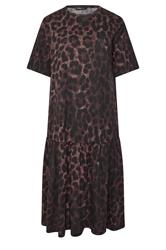 YOURS Plus Size Brown Leopard Print Drop Waist Maxi Dress | Yours Clothing 5
