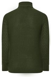 BadRhino Big & Tall Duffel Green Cable Knit Quarter Zip Jumper | BadRhino 2