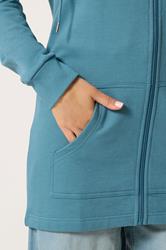 LTS Tall Women's Teal Blue Cotton Longline Zip Hoodie | Long Tall Sally 4