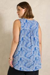 EVANS Plus Size Cobalt Blue Palm Print Vest Top | Evans 2