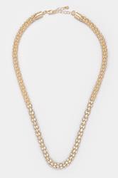 Gold Tone Diamante Rope Necklace | Yours Clothing 3