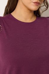 YOURS Plus Size Purple Broderie Frill Vest Top | Yours Clothing 4