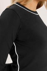 LTS Tall Set Women's Black Cotton Active Piped Long Sleeve Top & Leggings | Long Tall Sally 5