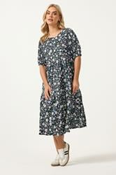 YOURS Plus Size Black Ditsy Floral Tiered Maxi Dress | Yours Clothing 3