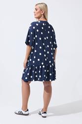 LIMITED COLLECTION Plus Size Navy Blue Polka Dot Dress | Yours Clothing 2
