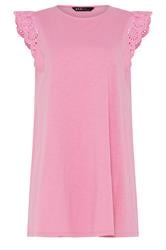 YOURS Curve Pink Broderie Frill Vest Top