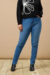 EVANS Plus Size Blue Midwash High Waisted Skinny Jeans 4