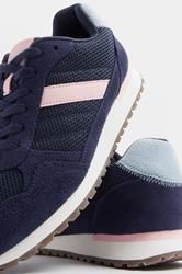 Navy Blue Colourblock Trainers In Extra Wide EEE Fit | Yours Clothing 6