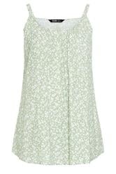 YOURS Curve Sage Green Ditsy Floral Vest Top