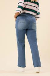 YOURS Plus Size Mid Blue Slim Barrel Jeans | Yours Clothing 2