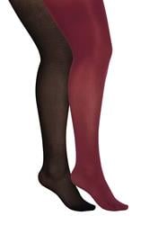 YOURSET Curve 2 PACK Burgundy Red & Black 100 Denier Tights