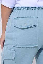 LIMITED COLLECTION Plus Size Blue Washed Cargo Joggers | Yours Clothing 4
