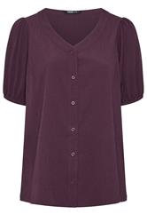 YOURS Plus Size Purple Button Textured Blouse | Yours Clothing 5