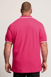 BadRhino Big & Tall Pink & White Tipped Polo Shirt | BadRhino 2