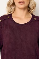 YOURS Plus Size Burgundy Red Bubble Texture Top | Yours Clothing 4