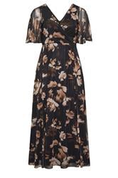 YOURS LONDON Curve Chocolate Brown Floral Mesh Maxi Dress