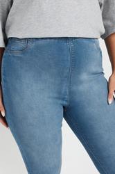 YOURS FOR GOOD Plus Size Mid Blue Pull On Stretch JENNY Jeggings | Yours Clothing 5