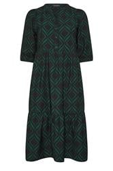 EVANS Plus Size Black Geometric Print Half Placket Dress | Evans 5