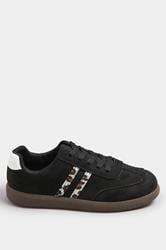 Black Retro Leopard Stripe Trainers In Extra Wide EEE Fit | Yours Clothing 3