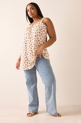 YOURS Plus Size Yellow Ditsy Floral Tie Neck Frill Cami Top | Yours Clothing 3