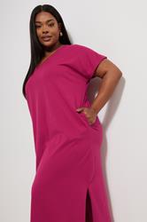 YOURS Plus Size Pink Grown On Sleeve Midi Dress | Yours Clothing 2