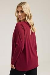 YOURS Plus Size Red Long Sleeve Core T-Shirt | Yours Clothing 2