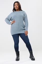 YOURS Plus Size Light Blue Essential Knitted Jumper | Yours Clothing 1
