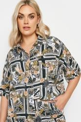YOURS Plus Size Black Leopard Print Crinkle Shirt | Yours Clothing 5