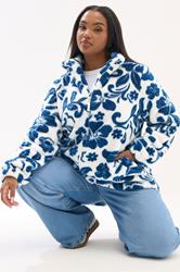 YOURS Plus Size White Floral Print Fleece Jacket | Yours Clothing 3
