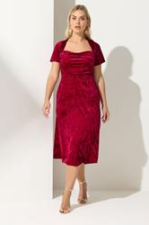 YOURS LONDON Plus Size Red Velvet Square Neck Midi Dress | Yours Clothing 3