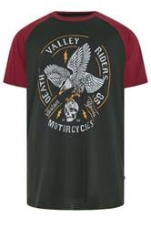 KAM Big & Tall Black Raglan Graphic Print T-Shirt