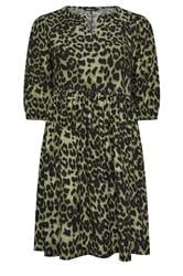 YOURS Curve Green Animal Notch Neck Dress