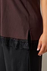 YOURS Plus Size Chocolate Brown Lace Detail Vest Top | Yours Clothing 4