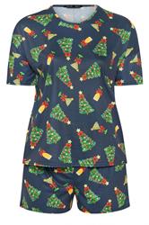 LIMITED COLLECTION Curve Navy Blue Christmas Tree Novelty Pyjama Set