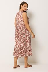 YOURS Plus Size Brown Abstract Tiered Dress | Yours Clothing 2