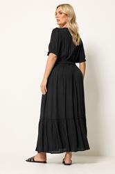YOURS Plus Size Black Shirred Neck Maxi Dress | Yours Clothing 2
