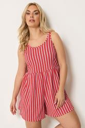 YOURS Plus Size Orange Stripe Textured Playsuit | Yours Clothing 3