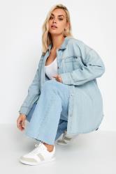 YOURS Plus Size Curve Light Blue Denim Western Style Shacket | Yours Clothing 2