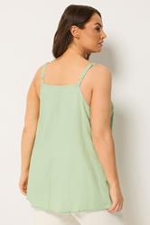 YOURS Plus Size Green Crochet Linen Cami Vest Top | Yours Clothing 2