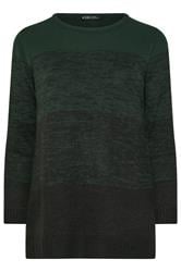 YOURS Plus Size Dark Green Colourblock Jumper 5