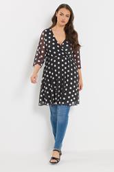 YOURS Plus Size Black Polka Dot Tunic Top| Yours Clothing 1