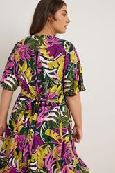 EVANS Plus Size Green Tropical Print Modal Midaxi Dress | Evans 5