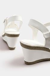 White Faux Leather T-Bar Wedge Sandals In Wide E Fit & Extra Wide EEE Fit | Yours Clothing 4