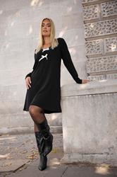 YOURS Plus Size Black Bow Detail Tunic Dress | Yours Clothing 3