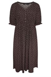 YOURS Plus Size Chocolate Brown Polka Dot Dress | Yours Clothing 5