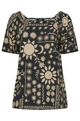 LTS Tall Black Coastal Print Square Neck Top | Long Tall Sally 5